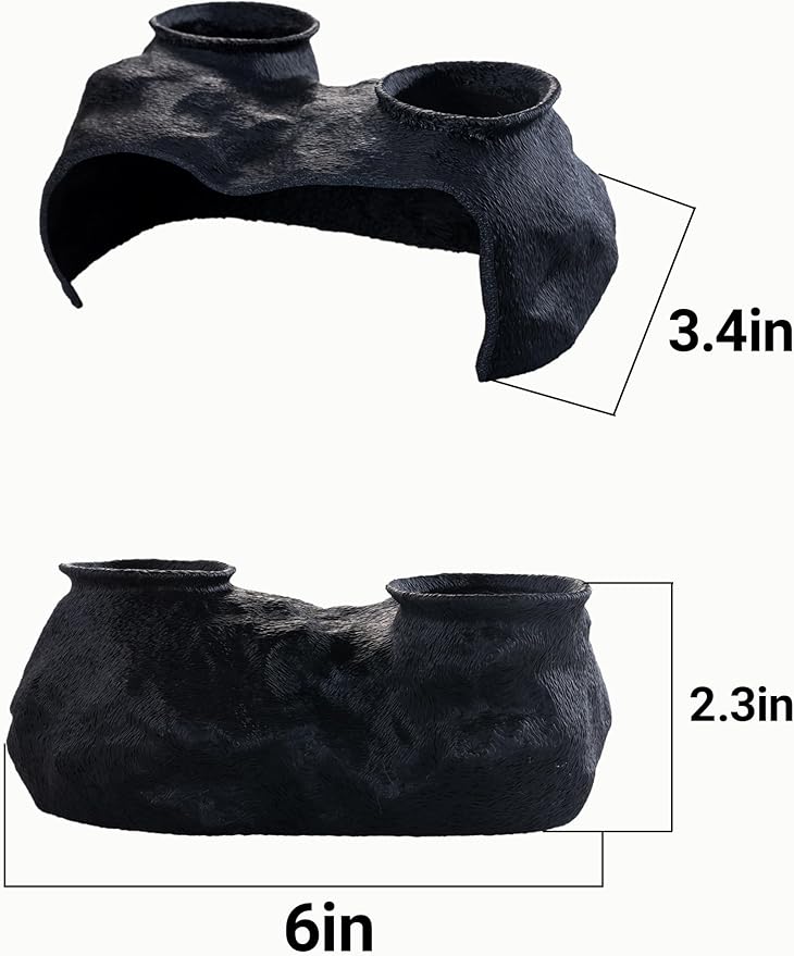 Dual-Entrance Rock-Texture Cave – Fish Tank Shelter & Aquarium Decor with 2 Tunnels, 6×3.4×2.3in (Black)
