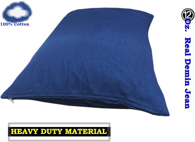 Durable Comfort Micro-Cushion Memory Foam Pet Dog Pillow Bed with Waterproof Liner + External Cover for S,M,L Dogs- Complete Set (Blue Denim, 48''x29'')