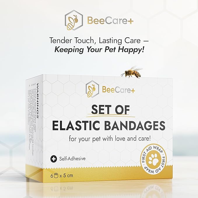 Self-Adhering Cat and Dog Wound Care Bandages – 6 pcs x 5 cm Set of Elastic Dog Bandages for Wounds Prevent Licking and Scratching – Made from Breathable Rubber Latex