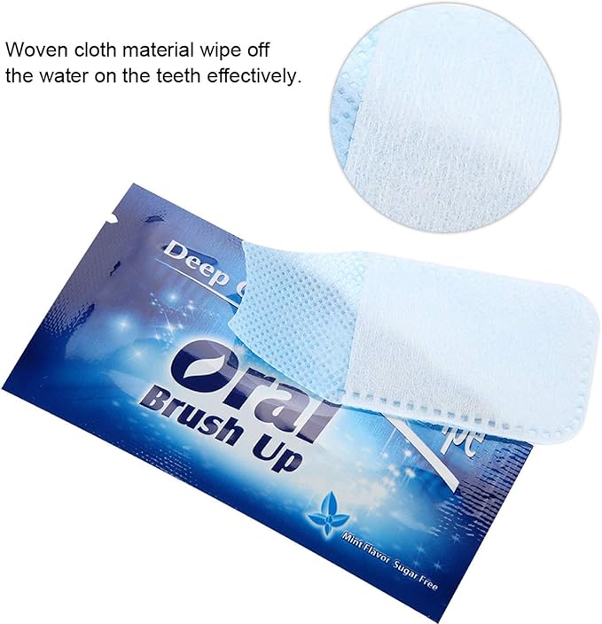 Tbest Finger Brush Teeth Wipes, Deep Cleaning Theet Wipes 50Pcs Wipes Clean Teeth Wipe Cloth Tooth Cleansing Tool for Oral Deep