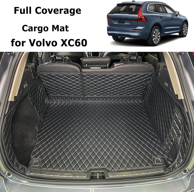 Cargo Mat Compatible with 2018-2026 Volvo XC60 Trunk Mat (and Rear Left and Right Side Panels) Cargo Liners for XC 60 All Weather Anti-Slip
