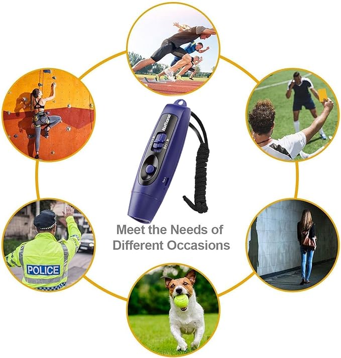Rechargeable Bear Horn to Scare Bears, 125dB Electronic Air Horn with LED Flashlight & Compass & Thermometer, Electronic Whistle Bear Bells for Safety Hiking Camping Emergency Self Defense