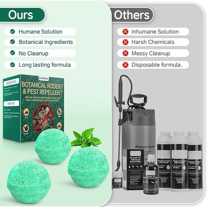 Rodent Mouse Repellent 42 pcs, Peppermint Oil Moth Balls for Mice Rats Deterrent, Natural Pest Control Mothballs for Rodents, Squirrels, Skunk, Mole, Gopher, Pets Safe, Indoor and Outdoor Use