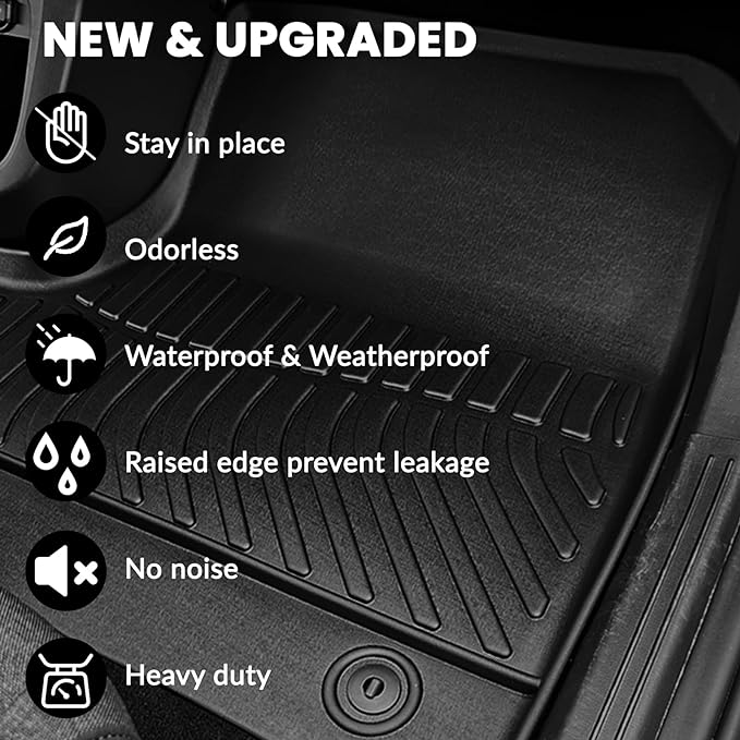Auxko All Weather Floor Mats Fit for Toyota Camry 2025 2026 Include Hybrid LE/SE/XLE/XSE TPE Liners Camry Accessories All Season Guard Odorless Anti-Slip Floor Mats Black