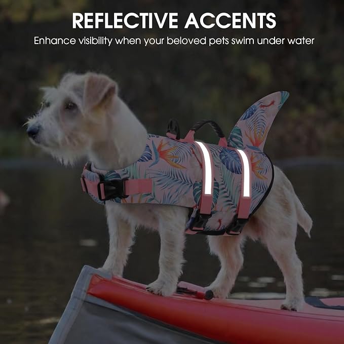 Shark Dog Life Vest for Swimming, Pet Life Vests for Boating, High Buoyant DogLife Jacket, Ripstop High Flotation Swimsui for Small, Medium, Large Dogs (HawaiiPink,S)