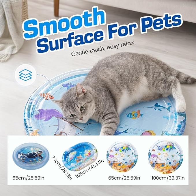 Cat Water Mat with Fish, 2026 New Interactive Cat Mat, Cat Mat for Indoor Activity, Portable Pet Water Play Mat for Cats and Dogs,A:Large,39"