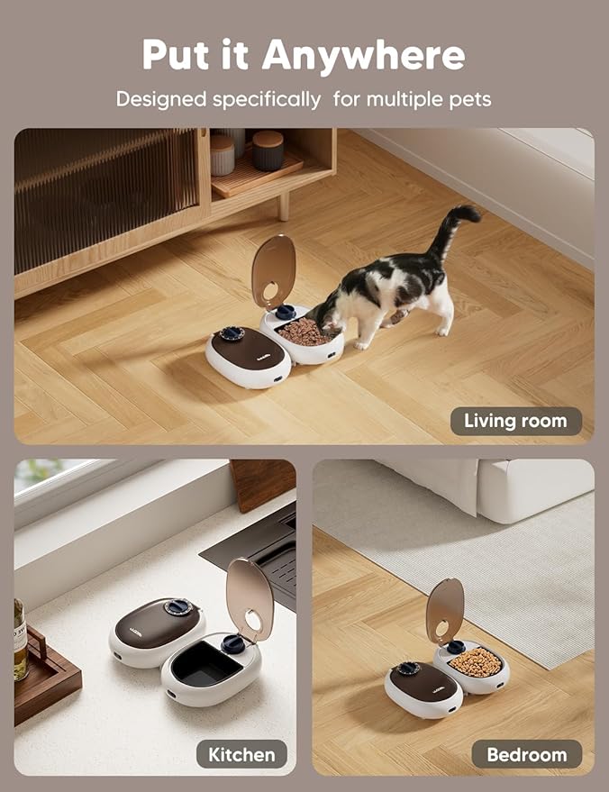 WOPET Automatic Cat Feeder – 48H Programmable Pet Feeder, Ice Pack to Keep Fresh for Yogurt & Canned Meals – Perfect for Cats, Kittens & Small Dogs