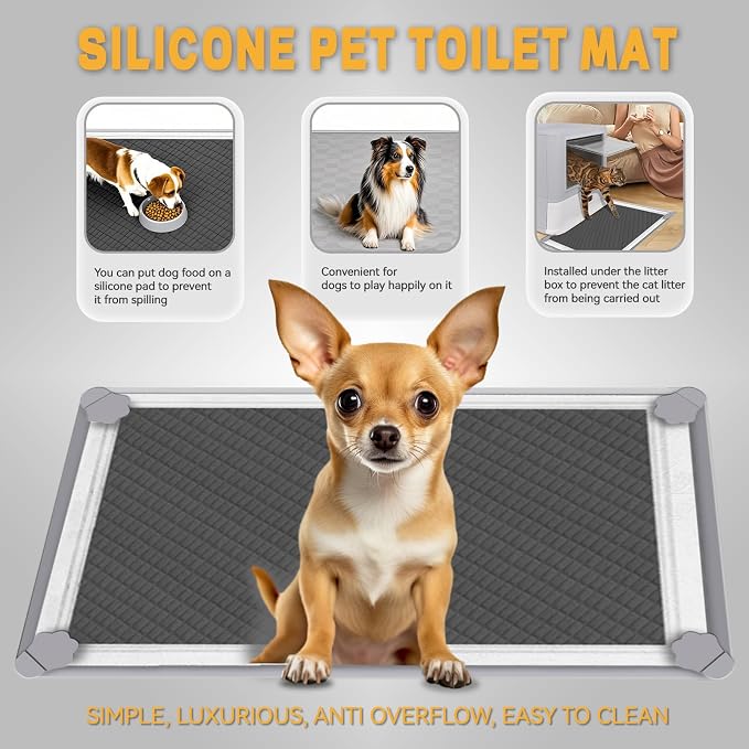 Pee Pads Tray 30 X 36 Inches, Silicone Dog Bedpan Tray, High Edge Puppy Pad Holder Tray for Easy to Clean and Spill Free Dog Bedpan Training Pad Tray with Fixing Buckle