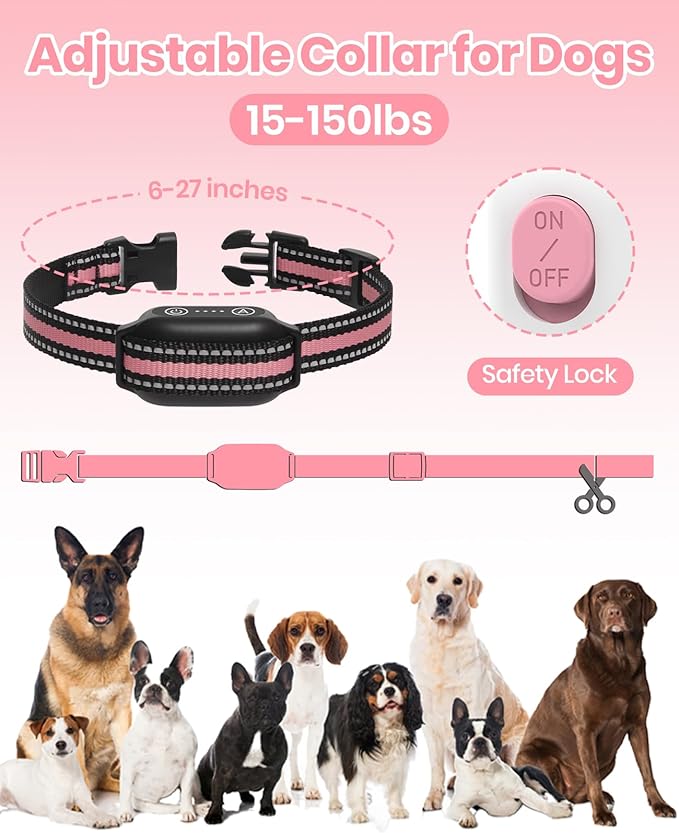 2 Dogs Bark Collar with Remote, 2-in-1 Bark and Shock Collar Combo, 3300Ft Dog Training Collar 2 Pack - Auto Anti Bark/Beep/Vibration/Shock, IP67 Smart E-Collar with 5 Adjustable Levels of Sensitivity