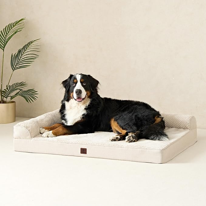 EHEYCIGA XL Dog Bed Memory Foam for Crate, Extra Large Dog Bed Orthopedic with Washable Removable Cover, Waterproof Pet Sofa Couch XLarge Size Dogs, 41x27x6.5, Beige | Washable Removable Cover, Waterproof Flat Pet Sofa Couch with Nonskid Bottom, 41x27x6.5