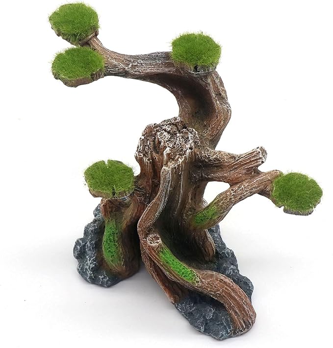 relaqcc Reptile Decor Aquarium Decorations Artificial Moss Resin Fish Tank Rocks Simulation Hollow Tree Leopard Gecko Trunk Accessories Aquarium View(Small)