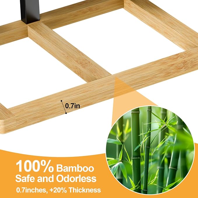 Elevated Dog Bowl,Bamboo Raised Dog Bowl,5-Height | Adjustable Dogs Food Bowls Stand,Dog Feeding Station with 3 Food and Water Bowls for Medium,Large Dogs