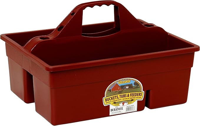 Little Giant® Plastic DuraTote | Horse Grooming DuraTote | Durable Tote Box Organizer with Easy Grip Handle | Extra Thick Sidewalls | Burgundy