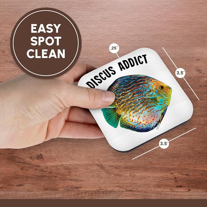 3dRose Discus Fish Addict Funny Aquarium Design Set of 8 Coasters - Soft