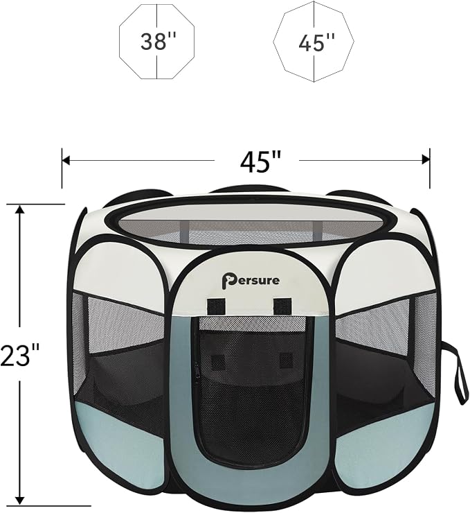 Persure Dog Cat Pet Playpen Puppy Crate Cage for Indoor Outdoor Travel | Nursing Rest Zone Recovering Pet Quarantine Room Portable Pop Up Easy to Set up lightweight Bag(Dark Grey with Pad,Small)