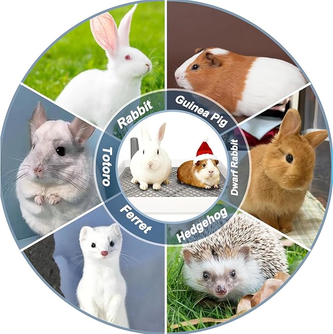 kathson Rabbit Litter Box, Bunny Potty Trainer Tray Guinea Pig Litter Box with Grid, Small Animal Toilet for Bunny Guinea Pigs Ferret Chinchilla Cats