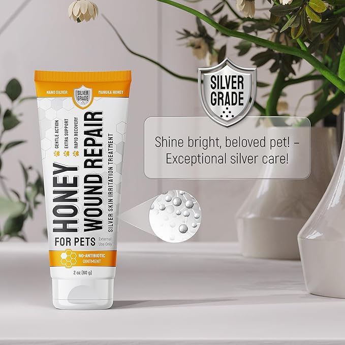 Cat Wound Care Gel for Scratches, Bites & Irritations – Hot Spot Treatment for Cats & Kittens – Honey Wound Repair Ointment in Gel Form with Colloidal Silver & Manuka Honey for Topical Use – 2 Oz Tube