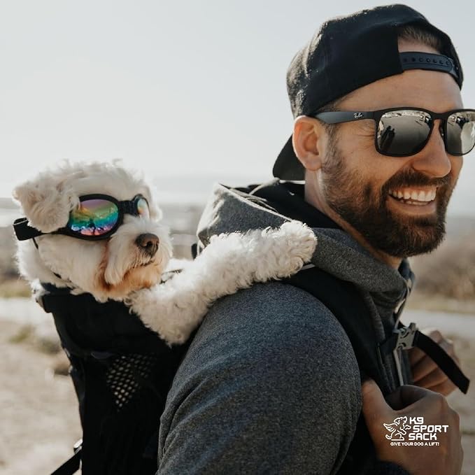 K9 Sport Sack Plus 2 - Large, Jet Black - Ideal for Dogs 20-22” Long - Adjustable, Backpack-Style Carrier with Multi-Functional Storage Pack, Thick Shoulder Straps & Padded Back Panel