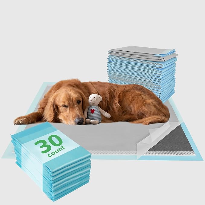 DEEP DEAR Charcoal Puppy Pads 28"x34" (30-Count), Activated Carbon Dog Pads Extra Large, Leak-Proof Pee Pads for Dogs, Super Absorbent Pet Training Pads for Puppies, Piddle Pads for Doggies, Cats