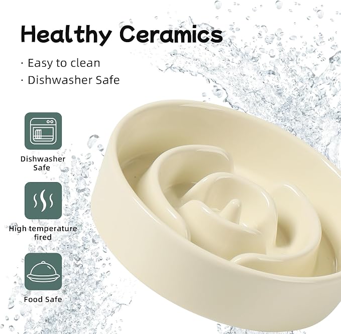 Havniva Dog Bowls Slow Feeder, Ceramic Slow Feeder Dog Bowls for Fast Eater | 0.9 Cups Dog Food Bowl Puzzle Feeder, Slow Feeding Bowls for Small Breed, Non-Slip Base, Anti-Choking