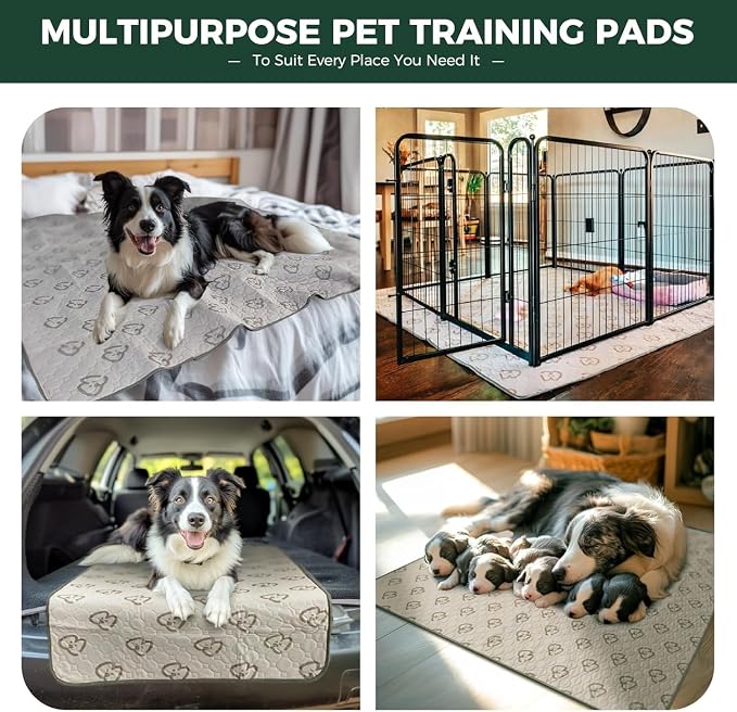 FXW Washable Pee Pads for Dogs, Super Absorbent, 30" x 70", 2 Packs | Machine washable, Non-slip backing