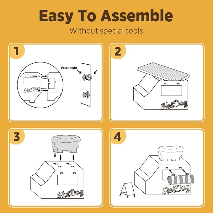 Cat Beds for Indoor Cats, Cardboard Cat House with Scratchers, Hot Dog Truck, Large Sturdy Cat Furniture Condo Cave Tent, Easy to Assemble Pet Toys Accessories Stuffs, Bunny Small Animals