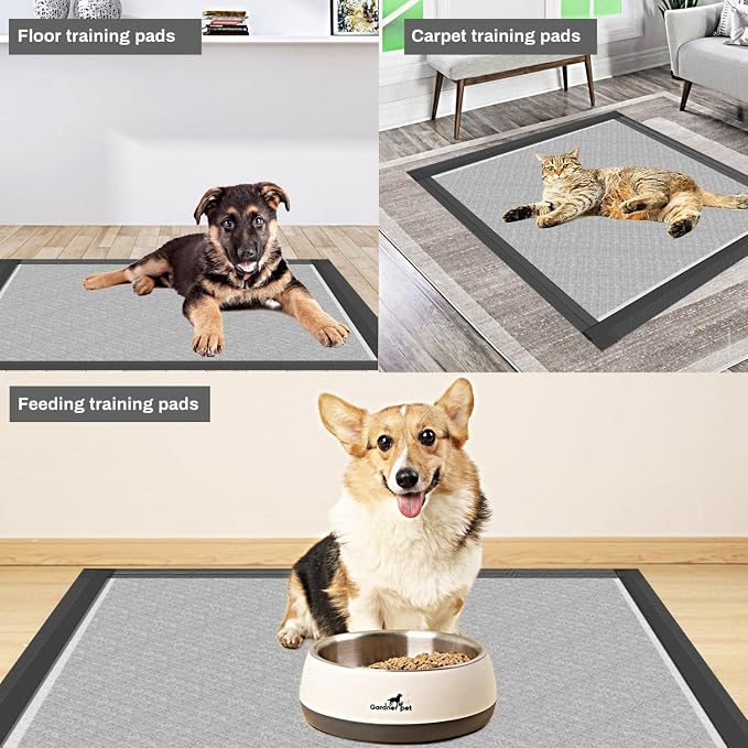 Charcoal Puppy Pads 28x34 Inches Extra Large Dog Pee Pads Odor-Control & Leak-Proof Disposable Pet Training Edge-Wrapping Thicken Potty Pad for Dogs, Cats, Rabbits (150 Pieces)