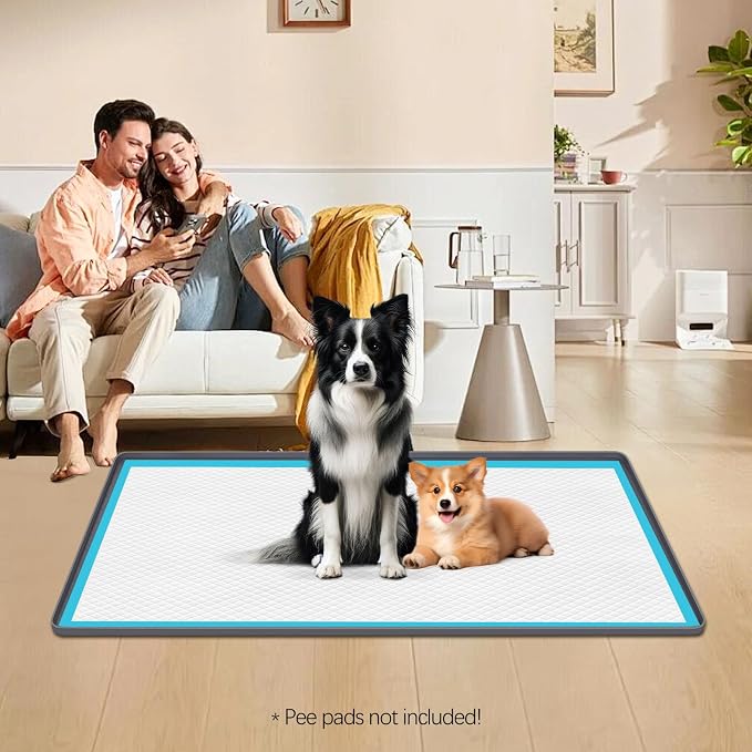 Pee Pad Holder for Dogs 51''x25.6'' Silicone Puppy Pee Pad Tray, Dark Grey | Extra Large Dog Potty Tray Leak-Proof, High Edge, No Spill Training Pads for Floor Protection, No Pee Pads