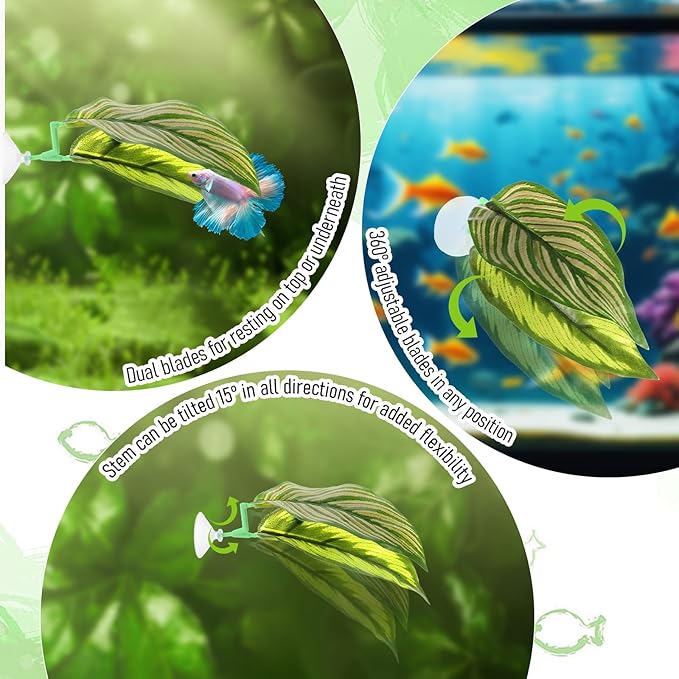 5Pcs Betta Hammock & Fish Toys Set, Betta Fish Tank Accessories Hammock Soft Aquarium Decor Plastic Plants with Suction Cups for Sleeping Resting Hiding Playing