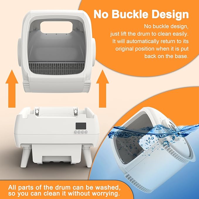 Automatic Cat Litter Box Self Cleaning - App Control, Cat Toilet Records, Suitable for Big Cats, Medium Cats, Kittens and Multi-Cat Families, Anti-Pinch, Low NoiseăAssembly Requiredă- White