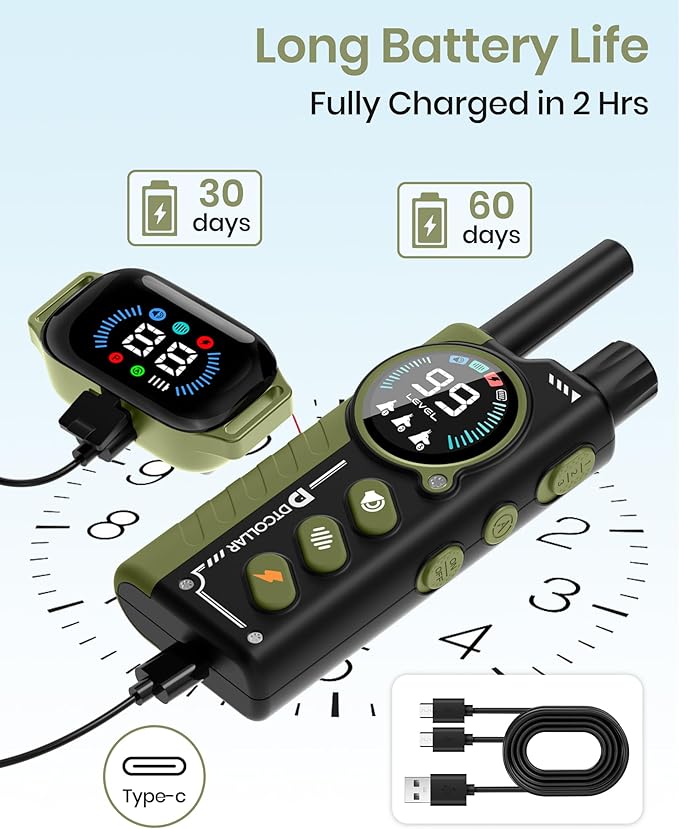 2-in-1 Bark & Shock Collar - Color Screen Dog Training Collar with Beep/Vibration/Shock/Anti Bark 4 Modes, 3300FT E Collar with Remote for Small Medium Large Dogs, IP67 Waterproof Rechargeable
