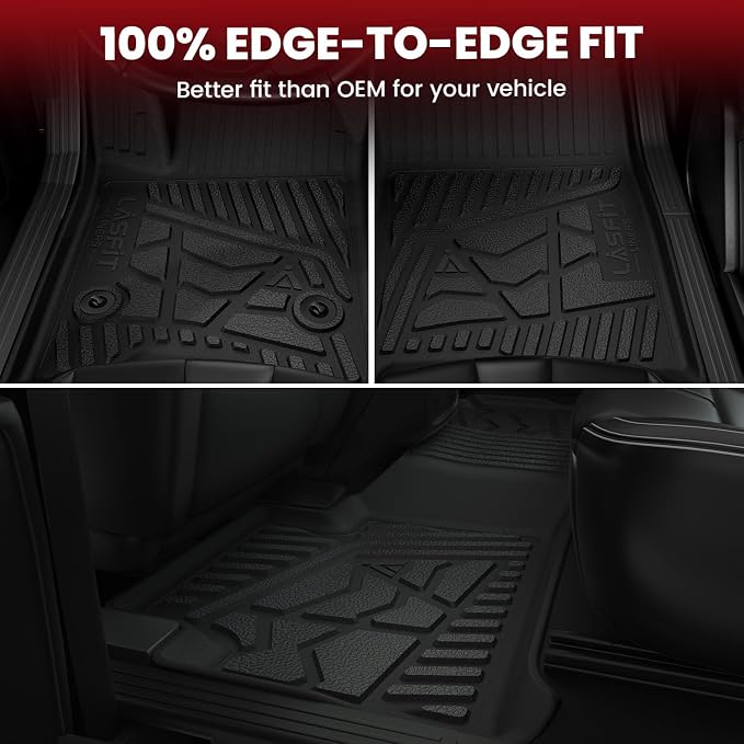 LASFIT Floor Mats for Jeep Wrangler Unlimited 4XE 2021-2025 4 Door Without Subwoofer, Plug-in Hybrid EV-Gas (PHEV), All Weather Car Mats Floor Liners Cargo Liner Seatback Cargo Mat Black