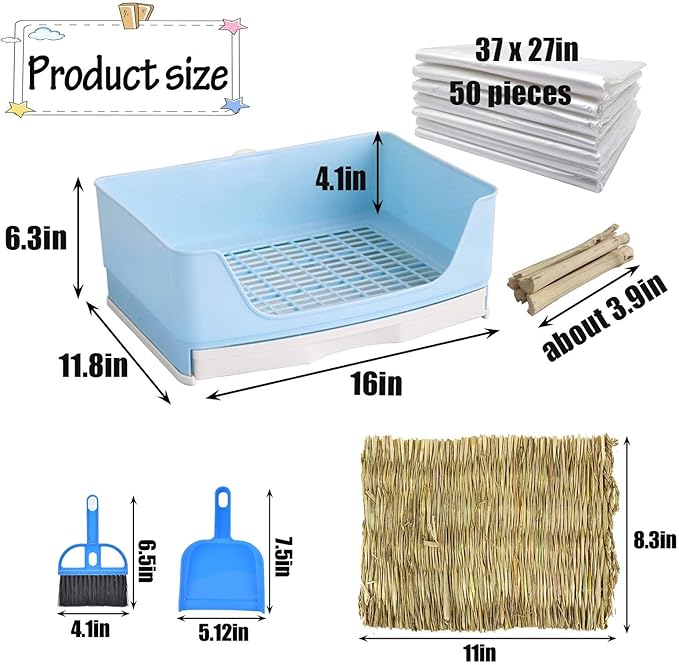 kathson Bunny Litter Box,Large Rabbit Litter Box with Drawer Grate, Pet Toilet Potty Trainer Corner Toilet Hedgehog Litter Pan Box for Guinea Pig Chinchilla Hamster Ferret