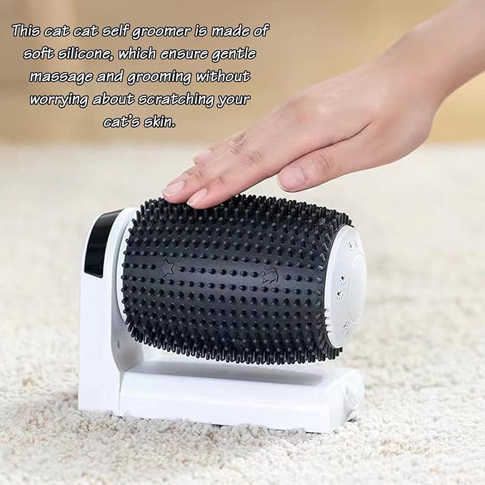 Automatic Cat Groomer - Self Grooming Brush Station with Catnip, Softer Corner Scratcher, Facial Grooming Tool for Kittens | Self Cleaning Brushs for Long Short Pet Care Indoor