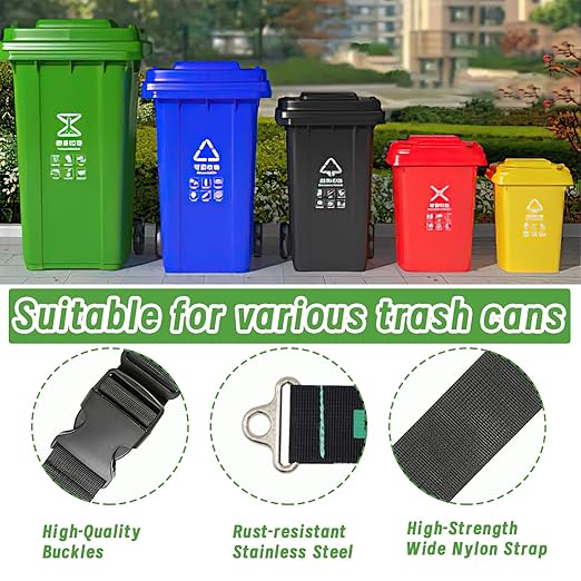 LYX&GC Trash Can Locks for Animals, Raccoon Bear Proof Trash Can Lock, Easy to Install, Long Lasting Strap Lid Garbage Can Lock for Out Door Garbage Can - 2PCS