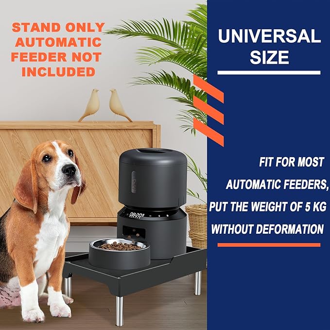 Beautyflier Raised Dog Feeder Stand Elevated Holder for Automatic Cat & Dog Feeders Pet Water Bowl Dispenser Stand Adjustable Fits Small Jugs Holds 5KG, Black (Holder ONLY)