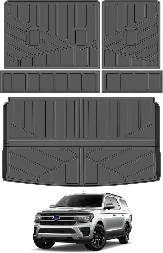 Cargo Liners for 2018-2024 Ford Expedition Max/Lincoln Navigator L Trunk Mat with Seat Back Cover Accessories, All Weather Rear Cargo Mat Backrest Protector(Only for Max & L Models)