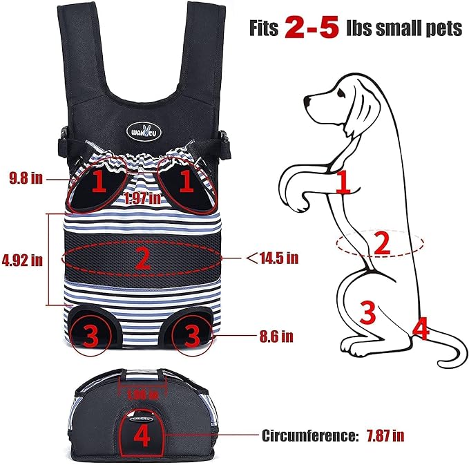 Wakytu Pet Carrier Backpack, Pet Front Dog Carrier Backpacks, Adjustable Pet Front Cat Dog Carrier Backpack Travel Bag, Legs Out, Easy-Fit for Traveling Hiking Camping for Small Cats Dogs