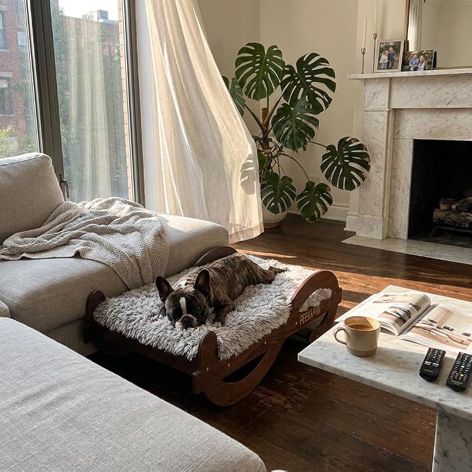 Wood Elevated Raised Dog Bed Frame Mat Set,60lb | Trainer Recommended Australian design Sturdy Attractive Dog Furniture Sofa Couch