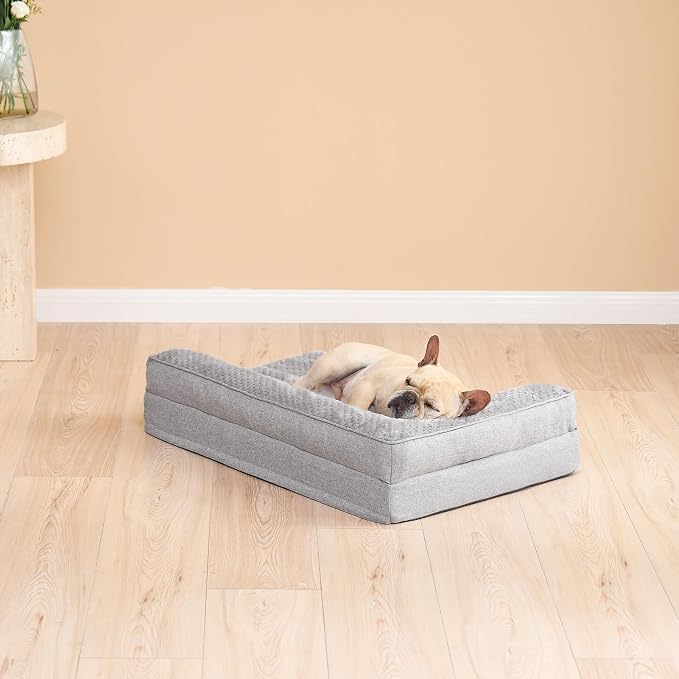 EHEYCIGA Orthopedic Dog Bed Medium Size, Memory Foam Dog Bed, Grey | Small Dog Sofa with Washable Removable Cover, Waterproof Pet Couch for Crate with Nonskid Bottom, 30x20x6
