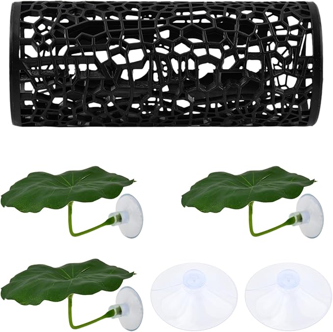Betta Fish Toy, Betta Fish Tunnel Hammock, Safe Aquarium Decor for Smallfish Shrimp, Bettas Tank Accessories with Suction Cup & Simulated Lotus Leaves Perfect for Hideout/Play Area
