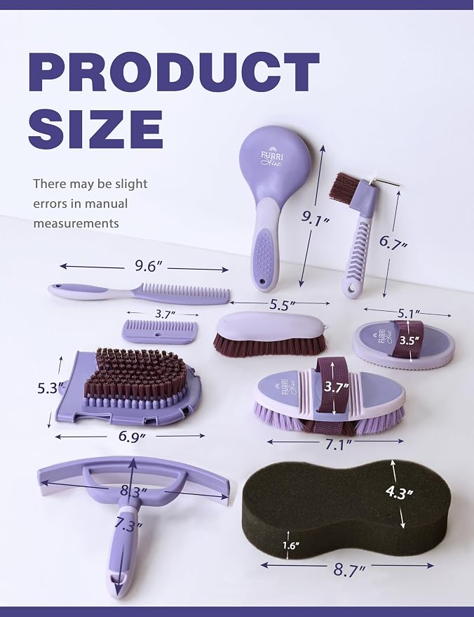 11-Piece Horse Grooming Kit with Waterproof Tote Sugar Taro | 10 coordinated horse grooming tools with comfort-grip designs and a spacious waterproof tote for complete horse grooming