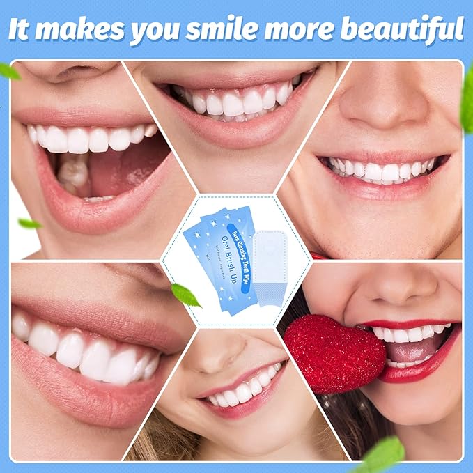 300 Pcs Disposable Finger Brush Teeth Wipes Bulk Finger Toothbrush Textured Surface Deep Teeth Cleaning Finger Wipes Oral Wipes for Adults Teeth Mouth and Dental, Individual Package