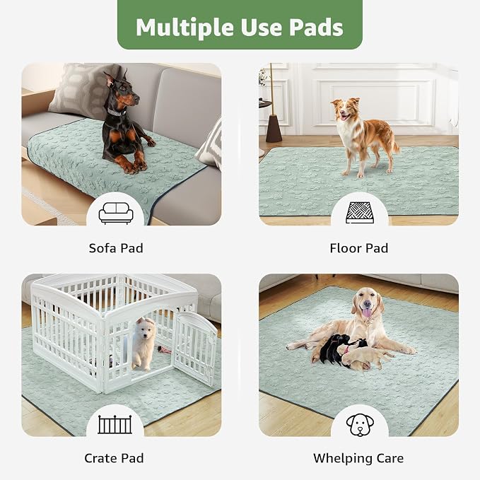 LOOBANI Washable Pee Pads for Dogs, 72"x72" Extra Large Puppy Mat, 1 Pack | Reusable, Super Absorbent, Waterproof, Leakproof, Non Slip, Soft, For Whelping, Potty Training, Playpen, Beds, Couches