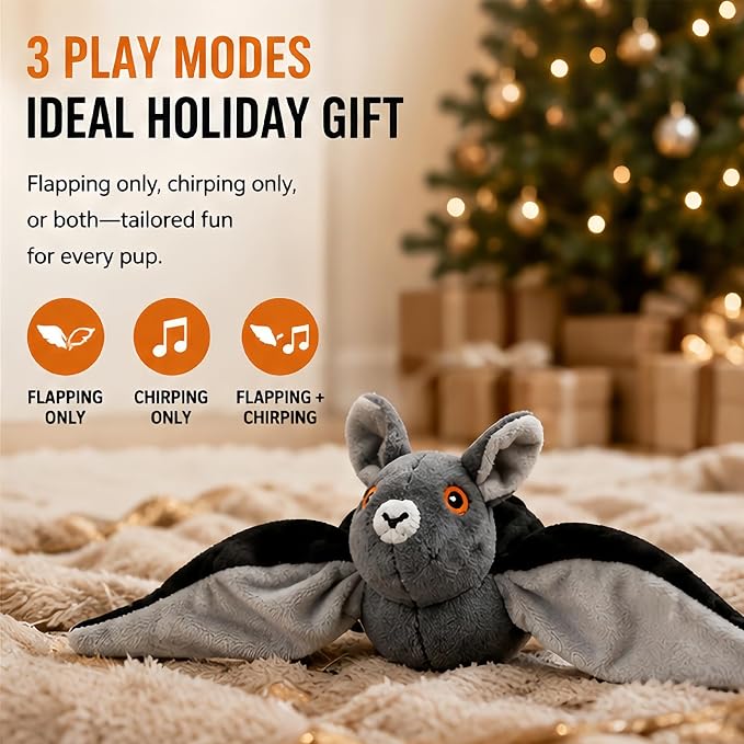 Flying Bat Toy for Dogs & Cats, Flapping Wings Interactive Pet Toy,1 | Flapping bat toy with chirping engages cats and dogs, mimics real flying motion. Cute interactive pet teaser