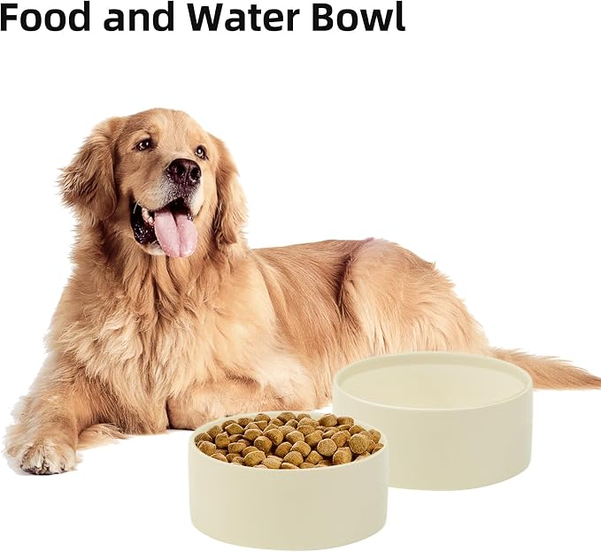Havniva Ceramic Dog Bowls, Dog Food and Water Bowl Set, Dog Water Bowl | 8.3” Ceramic Dog Food Bowls with Non-Slip Rubber Base, Large Capacity, Dog Feeding Bowls for Large Dogs