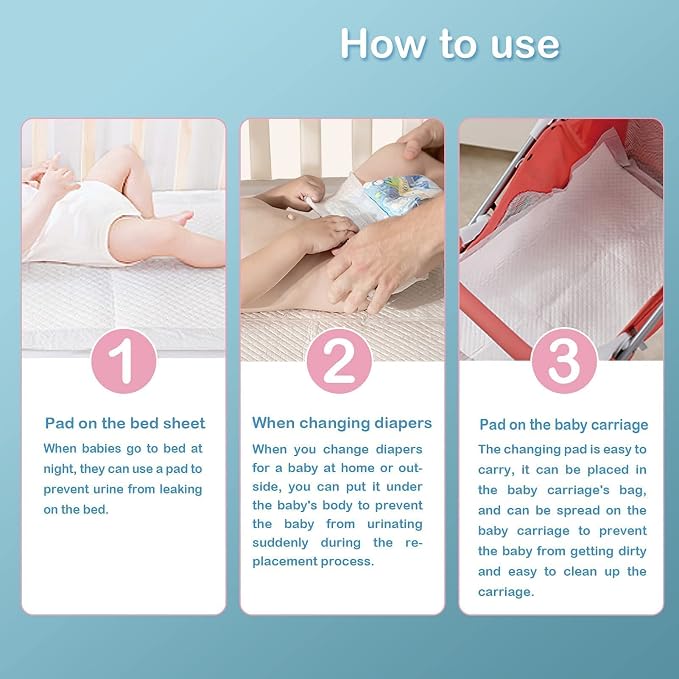 SOFYFINE 100 Count Disposable Changing Pads for Baby 17" x 24"Portable Changing Diaper Liners for Mess Free Travel, Leakproof Incontinence Bed Pads,Waterproof Table Protector Mat, Toddler Pee Pads | Portable Changing Diaper Liners for Mess Free Travel,...