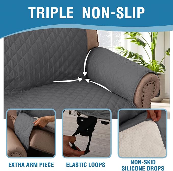 H.VERSAILTEX Sofa Slipcover Sofa Cover 100% Waterproof Couch Cover with Elastic Straps Furniture Protector for Pets Kids Children Dog Cat(Oversized Sofa, Rocket Gray)