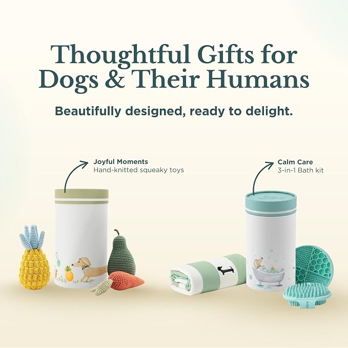 Bath Kit for Dogs & Puppies – Grooming Set with Recycled Polyester Towel, Silicone Brush & Lick Mat – Stylish At-Home Dog Bath Kit, Perfect Dog Gift
