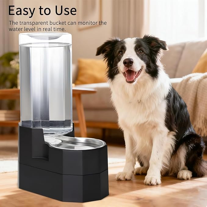 RIZZARI 9L Gravity Dog Water Dispenser: Elevated Filtered Station | Large Dogs & Seniors / Multi Layer Filtration / 304 Stainless Steel Bowl / Spill Resistant Base / Dishwasher Safe